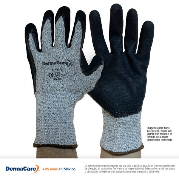 GUANTE ANTICORTE CON NITRILO MICROPOROSO DERMACARE 51-680
