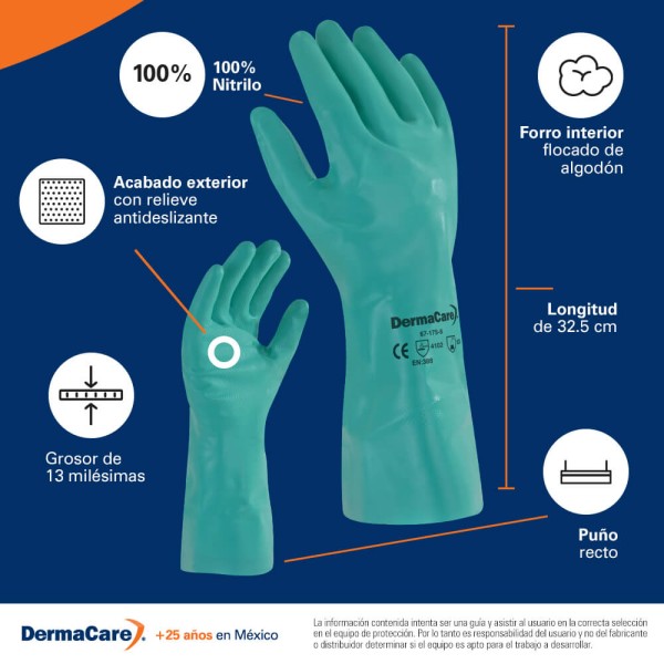 GUANTE DE NITRILO VERDE 67-175