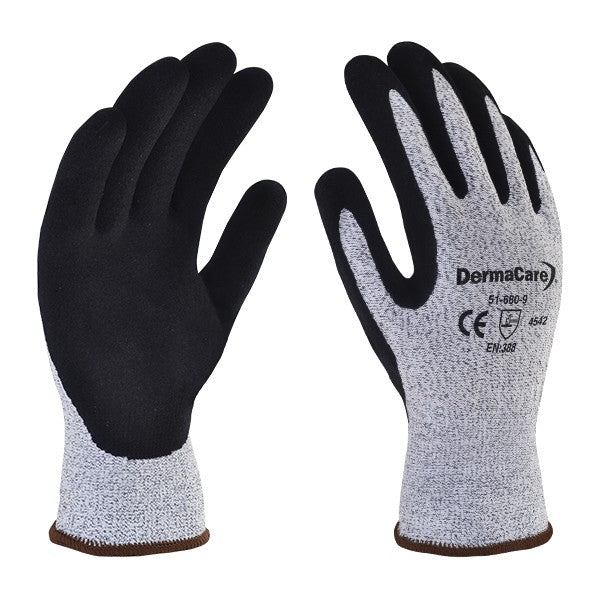 GUANTE ANTICORTE CON NITRILO MICROPOROSO DERMACARE 51-680